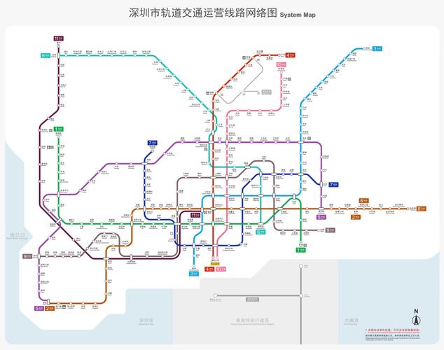 深圳市轨道交通运营线路网络图